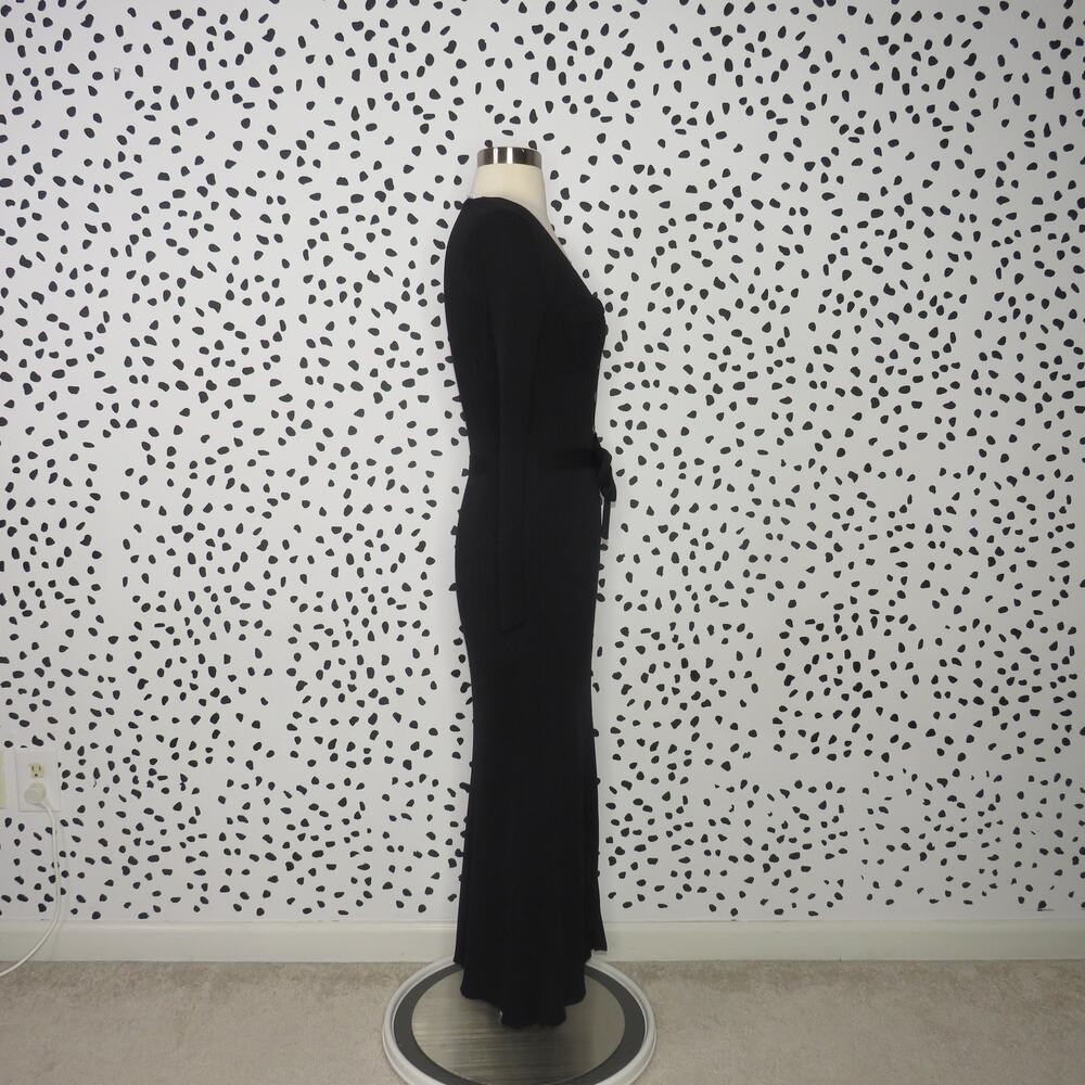 Zara Black Ribbed Knit Button Front Midi Pocket Dress - Picture 8 of 12